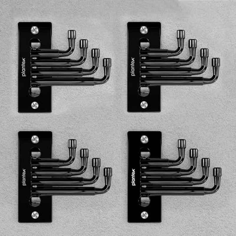 Plantex Hook for Wall/Stainless Steel Flexible Hook/Hanging Hook for Bathroom/Clothes Hanger (Pack of 4) Black