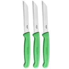 Kohe 3 Pcs 188mm Stainless Steel Green Straight Utility Knife Set for Kitchen, 1235.2/E