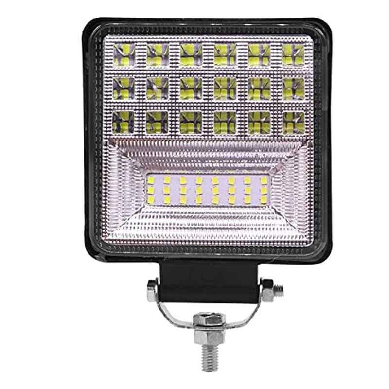 AllExtreme Ex126W1 42 Led Fog Light Waterproof Square Led Flood Lamp Offroad Driving Work Light For Bikes Cars And Motorcycle (126W, White Light)