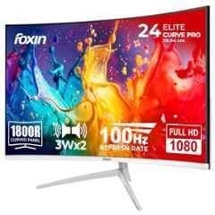 Foxin Elite Curve Pro 24 inch 1920x1080p FHD White Curved LED Monitor with Bezel Less Design, Built in Speaker, HDMI & VGA Ports