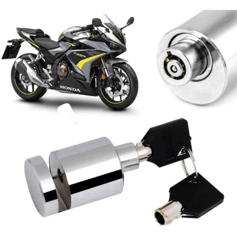 Auto Pearl Stainless Steel Silver Heavy Duty Anti Theft Motorcycle Disc Brake Lock, Lock-213
