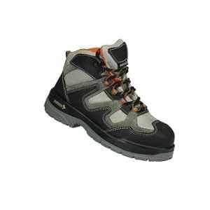 Mallcom Ocelot S1 NS Nubuck & Suede Leather Direct Injected Double Density PU Sole Steel Toe Cap High Ankle Black & Grey Safety Shoe, Size: 11