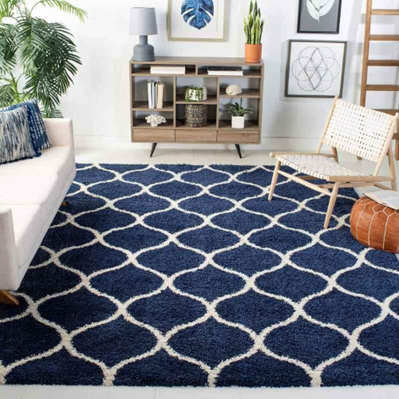 Carpetify 3x5ft Blue & Ivory Fur Shaggy Rug Carpet, 0609YIZ4OC9