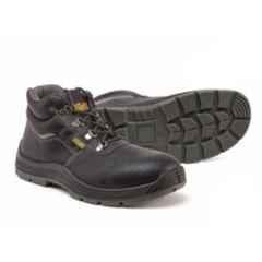 Jama Oakland Genuine Leather Double Density PU High Ankle Barton Print Black Safety Shoes, JB-121, Size: 10