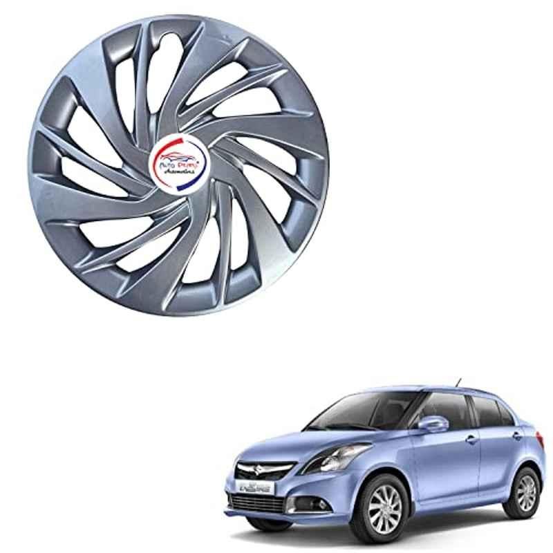 Auto Pearl 4 Pcs 14 inch ABS Silver ER30 Hubcap Wheel Cover Set with Retention Ring for Maruti Suzuki Dzire Type 2