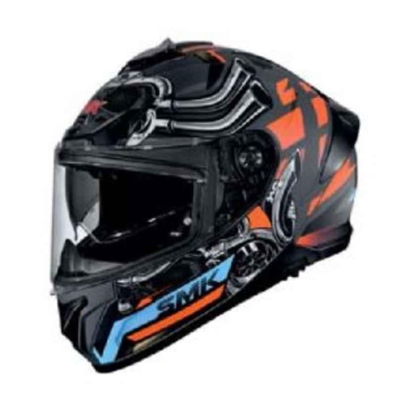 SMK Typhoon Motorhead Multicolor Full Face Motorbike Helmet, MA676, Size: Small