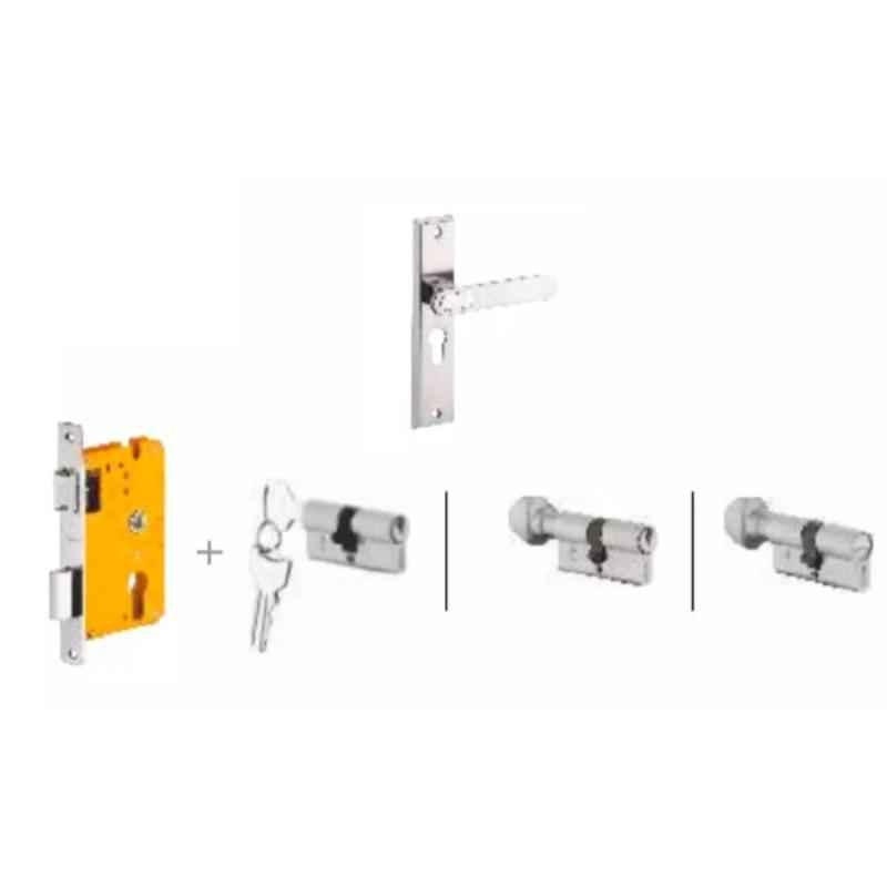 Dorset Deolo HL DEO 8 inch Zinc SC Finish Lock Set with Knob & 70mm Key Cylinder (Pack of 2)