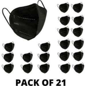 Wellstar N95 Washable Anti Pollution Black Respirator Mask with Meltblown Fabric, MM-38 (Pack of 21)