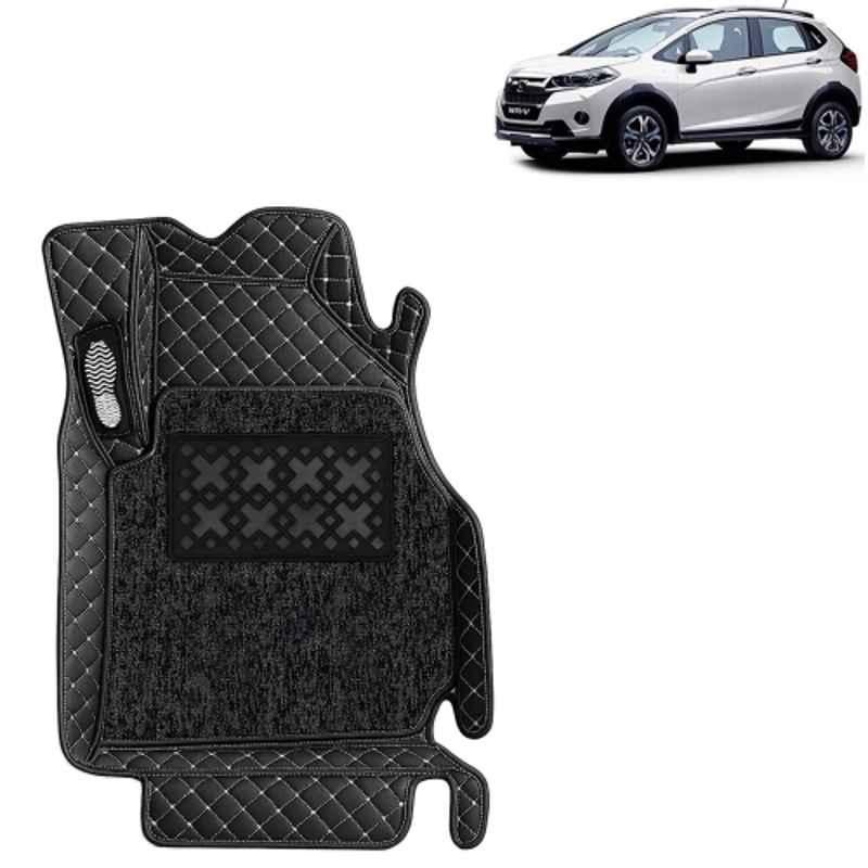 Kingsway 3 Pcs Premium 7D 100% Waterproof & Washable PU Leatherette Classic Black Car Floor Mat Set for Honda WRV 2017 to 2019 All Model
