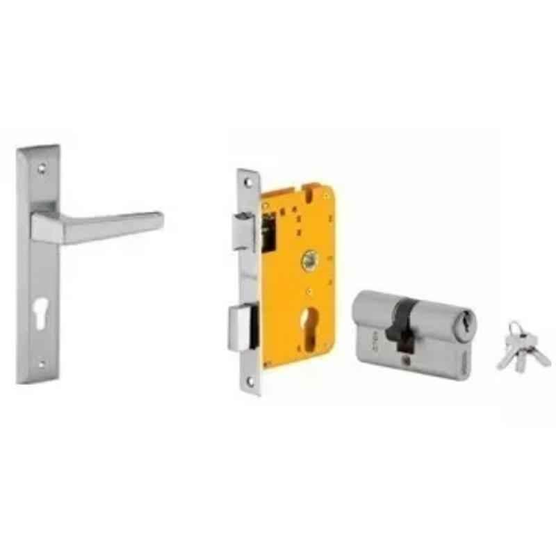 Dorset HL Series Atina 70mm Stainless Steel Silver Chrome Finish Door Handle Lock Set with Both Side Key Cylinder (Pack of 3)