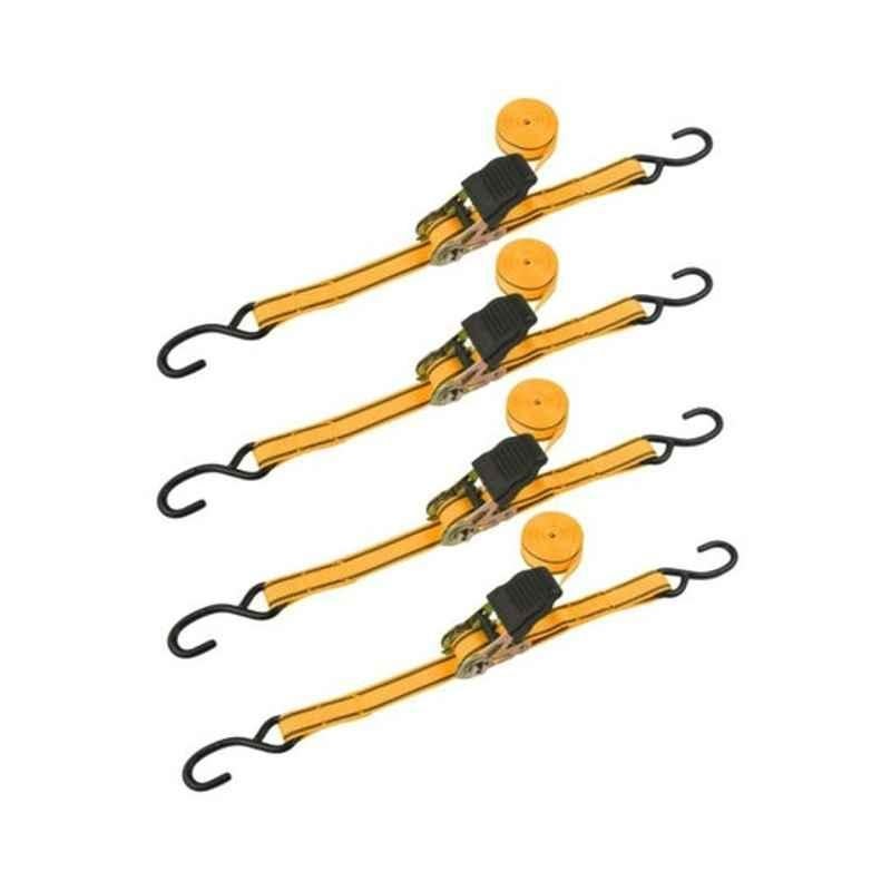 Tolsen 4Pcs 5m Yellow & Black Ratchet Tie Down Set, 62254