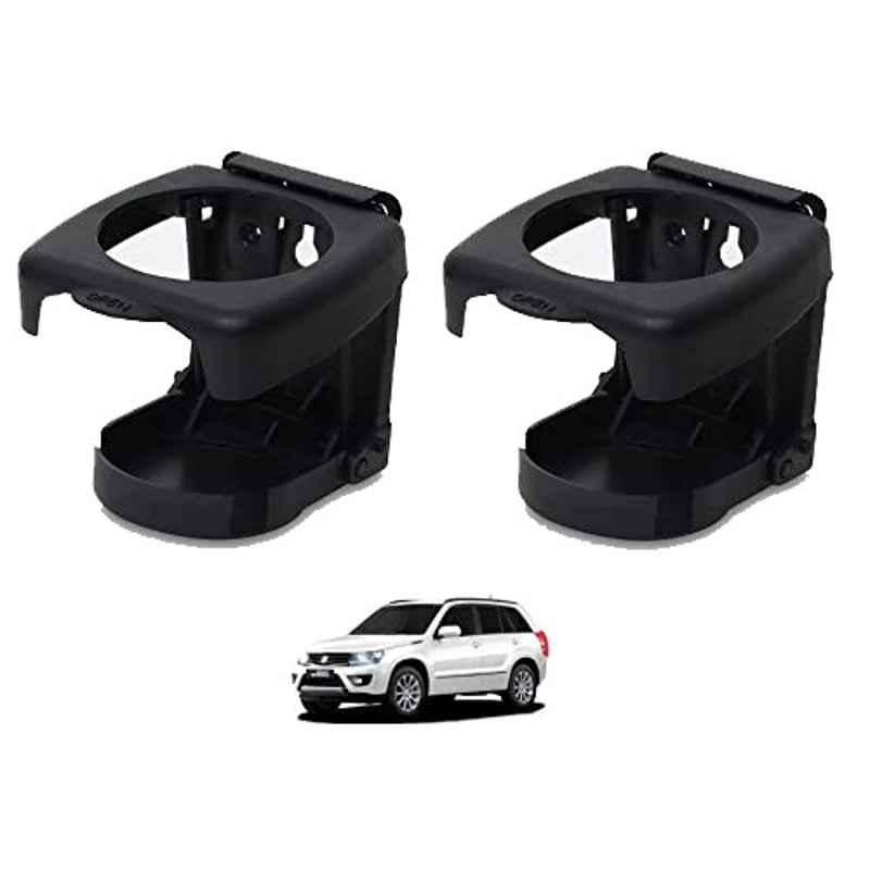 Kozdiko Plastic Black Foldable Car Drink Holder for Maruti Suzuki Grand Vitara (Pack of 2)