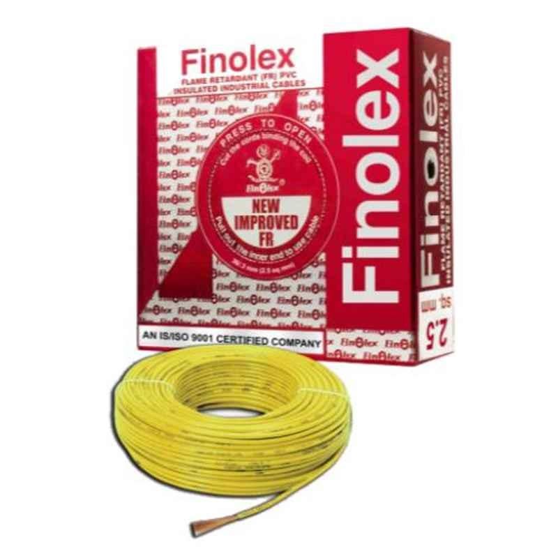 Finolex 2.5 Sqmm 90m Yellow Single Core FR PVC Insulated Industrial Cable, 10305