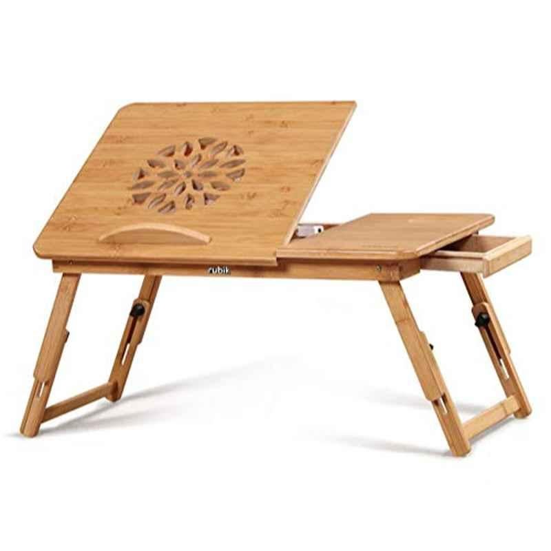 Rubik Wood Beige Laptop Table with Single USB Cooling Fan