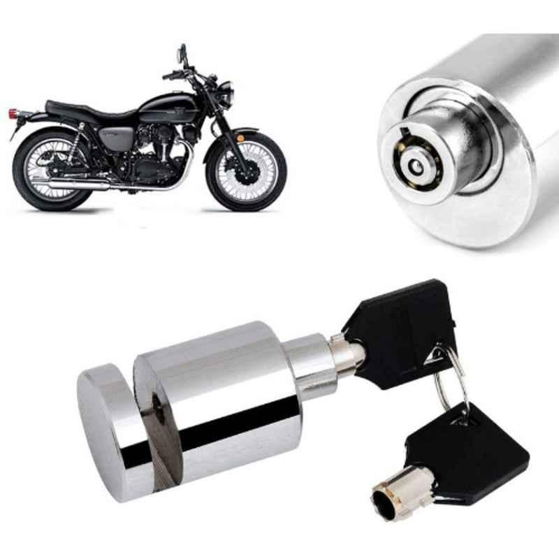 Auto Pearl Stainless Steel Silver Heavy Duty Anti Theft Motorcycle Disc Brake Lock, Lock_545