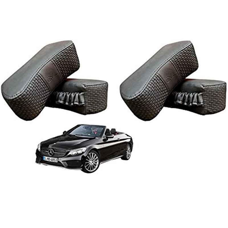 Kozdiko 4 Pcs CV Designer Grey Leatherite Neck Rest Car Cushion Pillow Set for Mercedes Benz E-Class