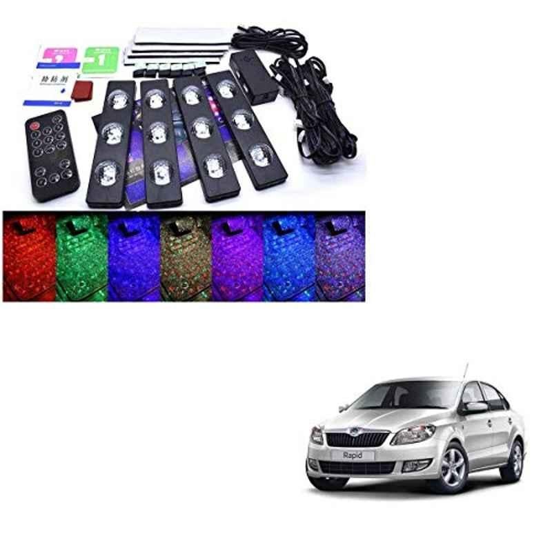 Kozdiko 4 Pcs Plastic LED Car Starlights Kit with 7 Different Colors for Skoda Rapid