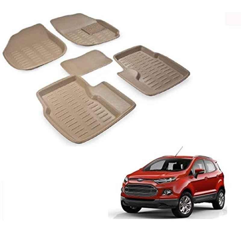 Kozdiko 5 Pcs 3D Beige Car Foot Mat Set for Ford EcoSport, koz_68021