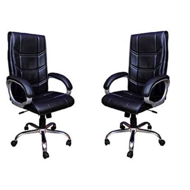Sunview Wave Leatherette Black Office Chair with Adjustable Height (Pack of 2)