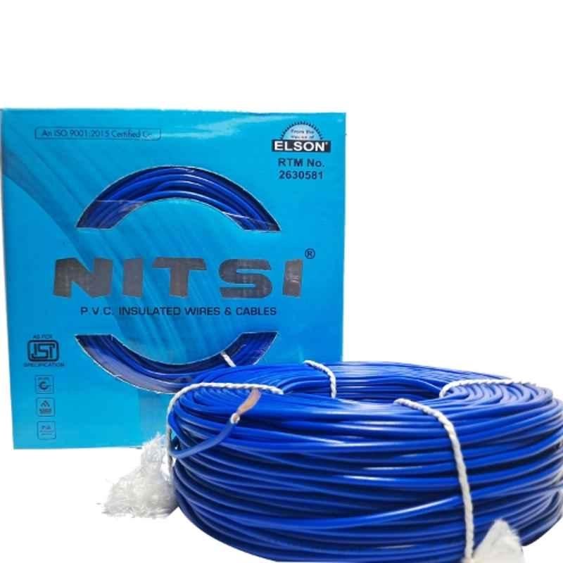 NITSI 4 Sqmm Single Core Blue FR PVC Insulated CCR Copper Wire for Domestic & Industrial Purpose, Length: 91 m