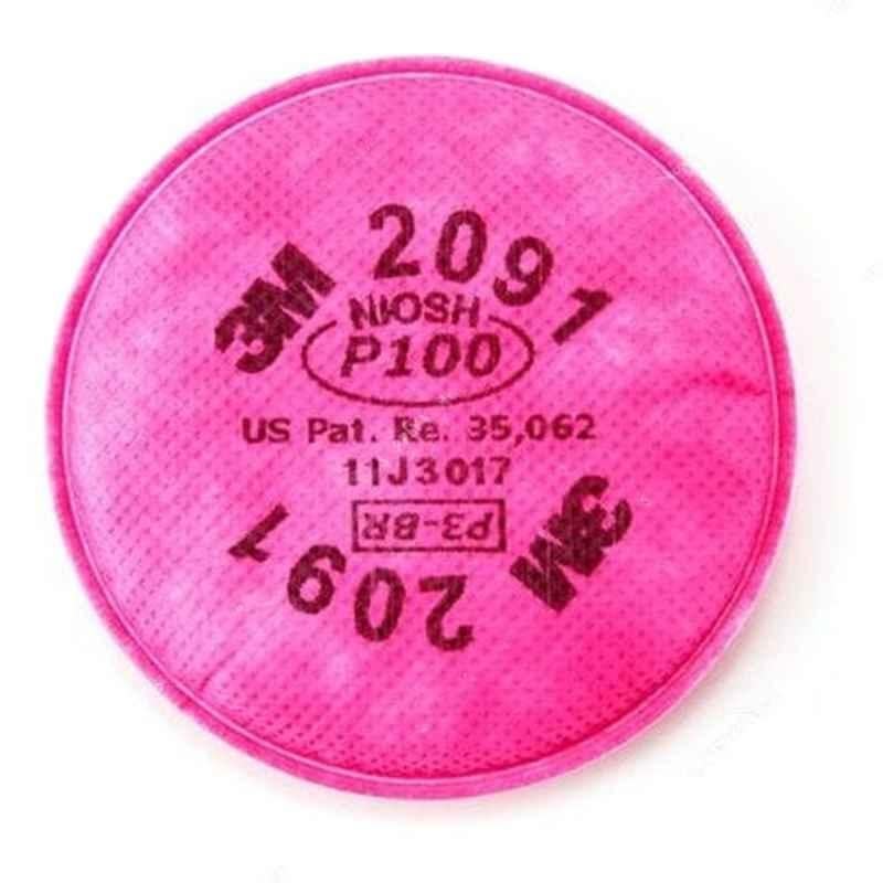 3M P100 4.3 inch Polypropylene Pink Particulate Filter, 2091-07000