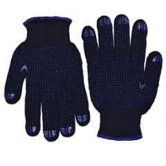 Stockhawkers 10 inch Cotton Blue Double Side Dotted Hand Gloves (Pack of 40)