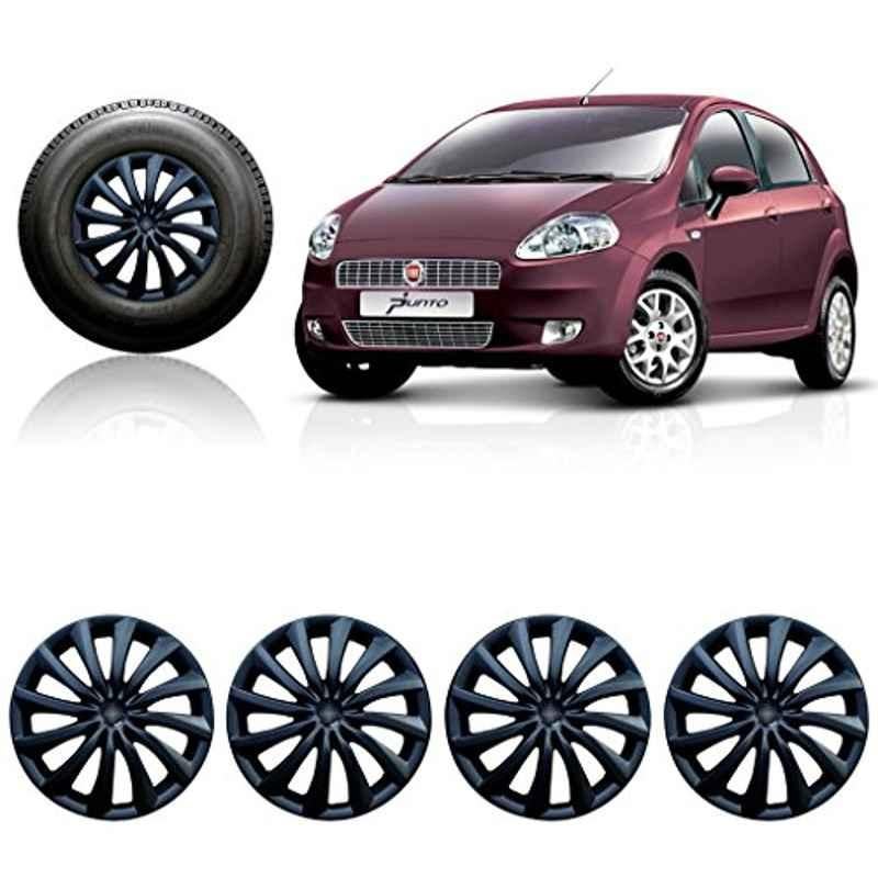 Auto Pearl 4 Pcs 14 inch Black Full Caps Car Wheel Cover Set for Fiat Punto