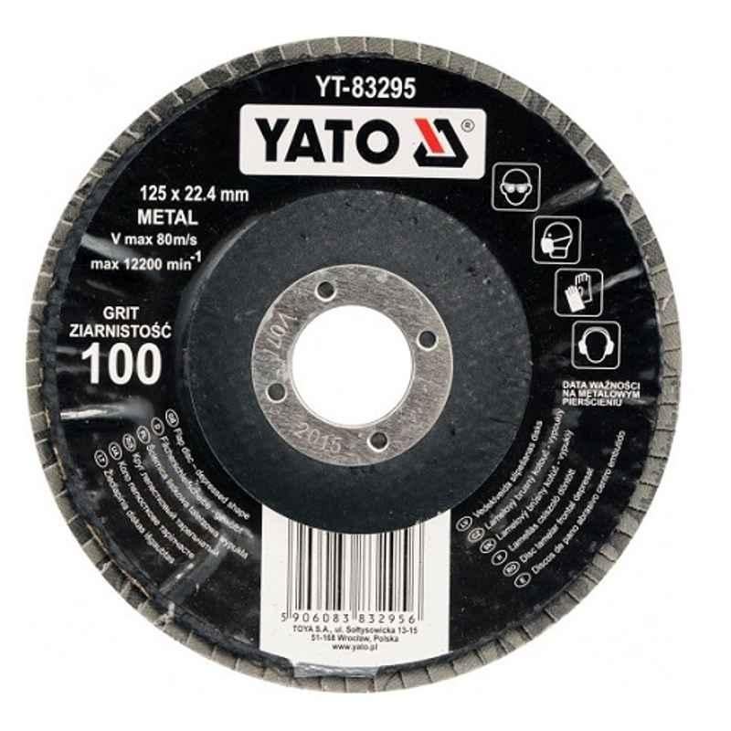 Yato 125x22.4mm Grit 100 Aluminum Oxide Depressed Shape Flap Disc, YT-83295