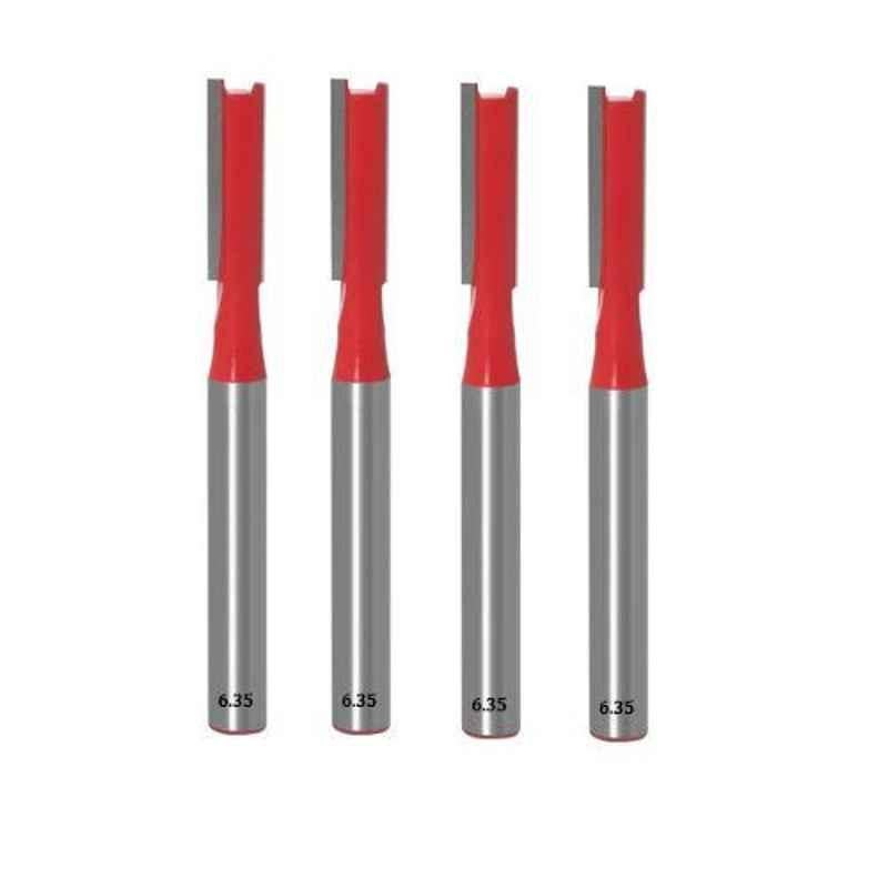 Lieutenant 6mm Cutting Dia. Straight Router Bit, Shank Diameter: 6.35mm (Pack of 4)