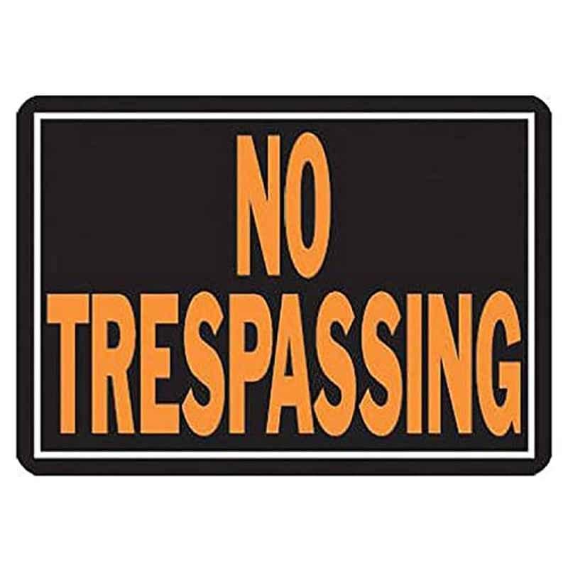 HY-KO 10x14 inch Aluminum Black & Orange No Trespass Sign