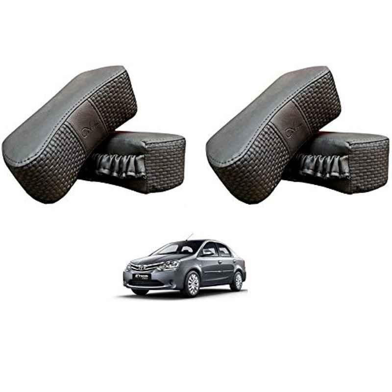Kozdiko 4 Pcs CV Designer Grey Leatherite Neck Rest Car Cushion Pillow Set for Toyota Etios