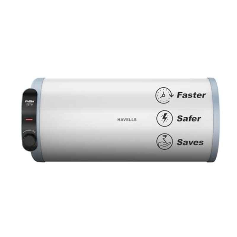 Havells Fabia Slim 10 Litre 2000W White & Blue 4 Star Left Storage Water Heater