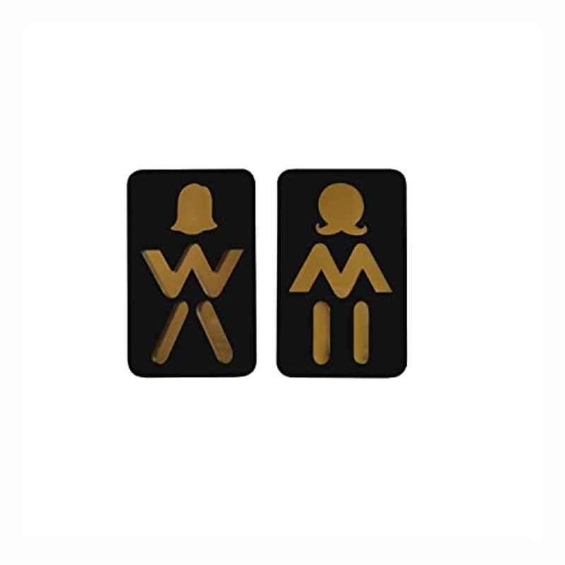SUNSIGNS 2 Pcs 2.5x4 inch Acrylic Black Toilet Signage Board Set for Gents & Ladies Washroom, 2W-23RZ-STEG