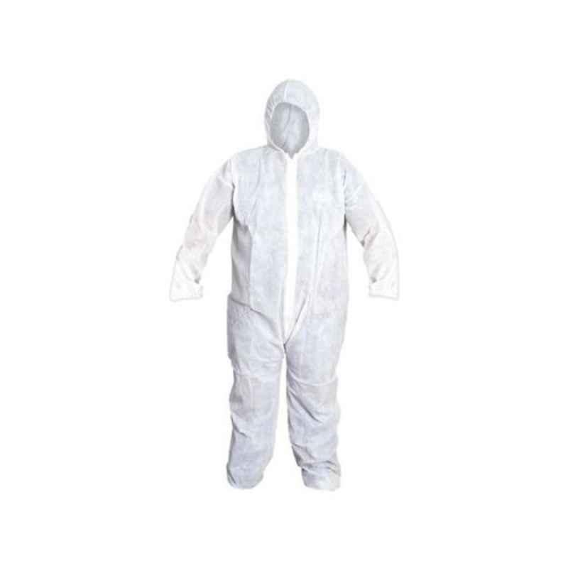 White Disposible Coverall Protective Suit, Size: M