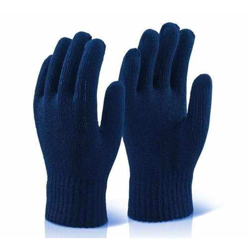 Shree Rang 40g Blue Cotton Knitted Gloves, KH16