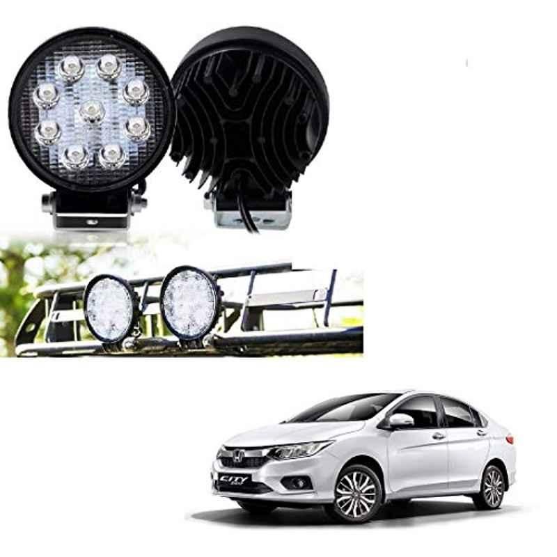 Kozdiko 2 Pcs 27W 4 inch 9 LED Waterproof Round White Fog Light Set with Mounting Brackets for Honda City 2017, kozd_19867