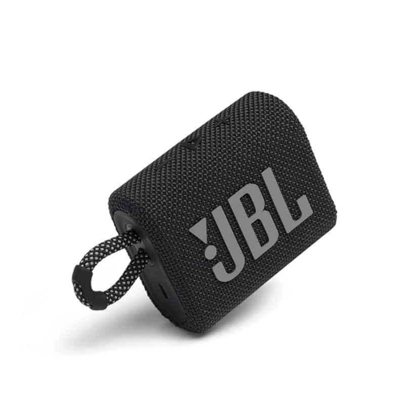 JBL Go 3 Black Waterproof Ultra Portable Bluetooth Speaker without Mic