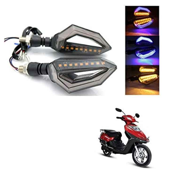Kozdiko 4 Pcs Bike D Shaped 9 LED Front & Rear Side Turn Signal Indicator Light Set for Avon E Star