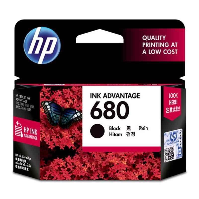 HP 680 Black Original Ink Advantage Cartridge, F6V27AA