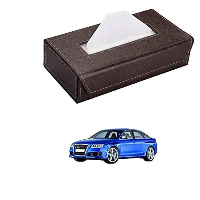 Kozdiko 100 Pulls PU Leather Brown Car Tissue Paper Box with 200 Sheets for Audi RS 6