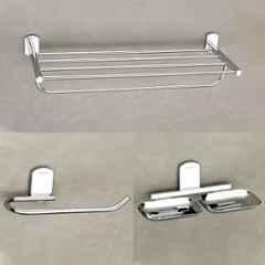 Plantex Parv 304 Grade Stainless Steel Towel Rack for Bathroom/Double Soap Holder/Napkin Ring/Bathroom Accessories Chrome