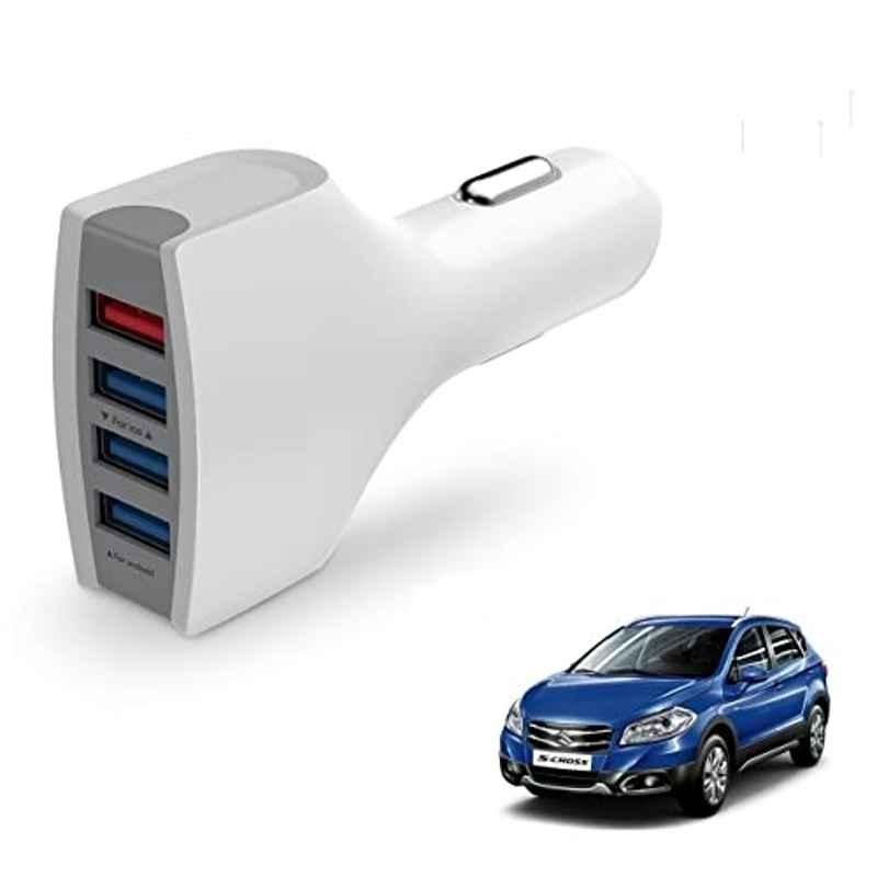 Kozdiko 36W 4.1 White USB Car Fast Charger with 4 Ports for Maruti Suzuki S-Cross