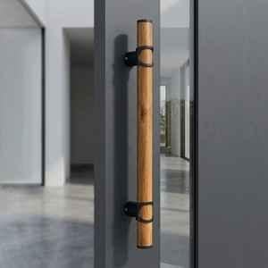 Plantex 12 inch Main Door Handle/Stainless Steel & Wooden Door Handle/Pull-Push Handle for Door/Office & Hotel (DTMD-428, Black & Wood)