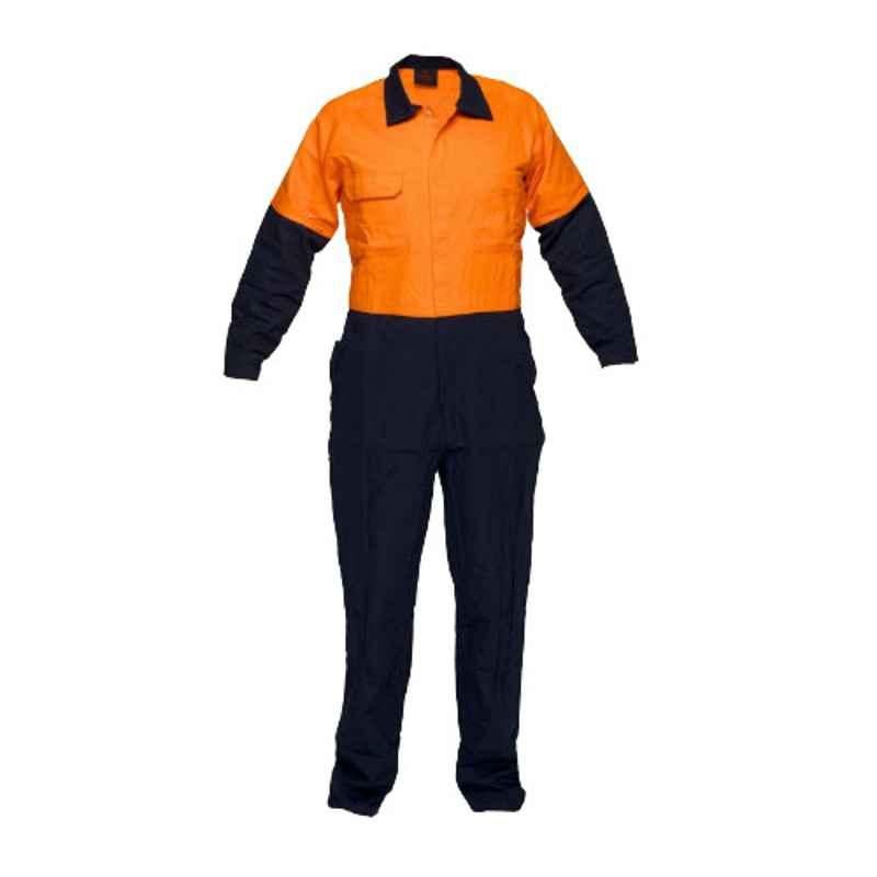 Superb Uniforms Cotton Orange & Navy Two Tone Coverall Boiler Suit, SUW/ON/CBS06, Size: S
