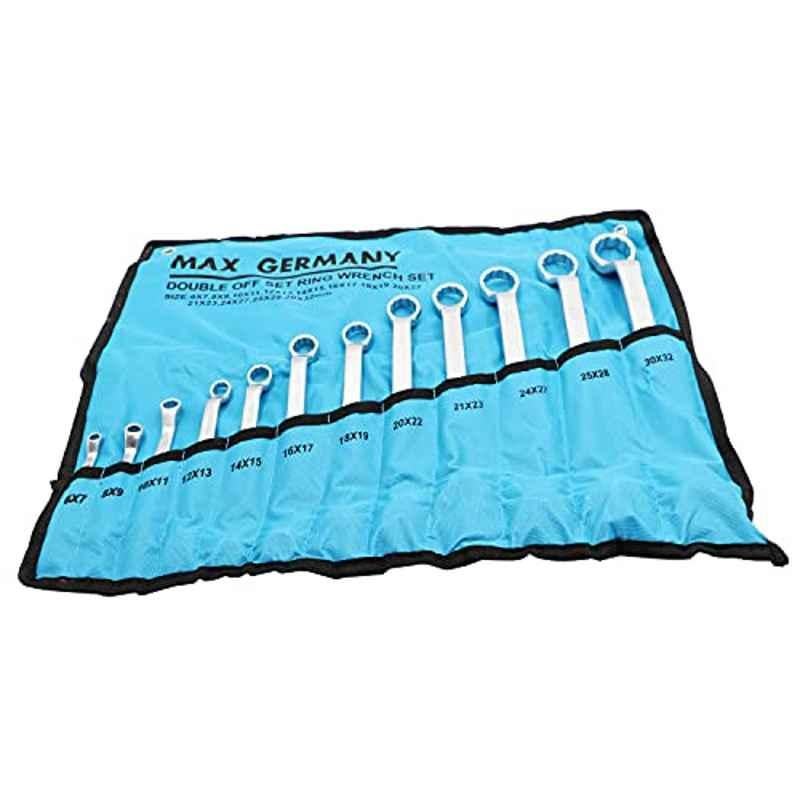 Max Germany 12 Pcs CrV Steel Powder Coated Double Ring Spanner Set, 3314-S12