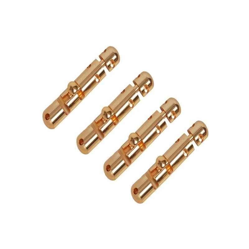 Smart Shophar 4 inch Brass Gold Capsule Tower Bolt, SHA10TW-CAPS-GL04-P4 (Pack of 4)