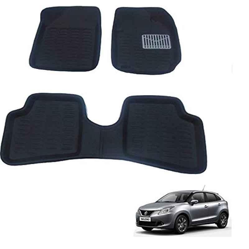 Kozdiko 3D Black Car Foot Mat Set for Maruti Suzuki Baleno Nexa, koz_88389