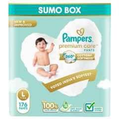 Pampers 176 Pcs Premium Care Cottony Softness Baby Diaper Packet, Size: Large