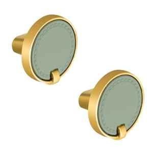 Plantex Knobs for Drawers/Drawer Knobs/Round Knob for Cabinets/Pull-Push Knob for Kitchen/Bedroom/Drawer (Pack of 2) Gold & Green