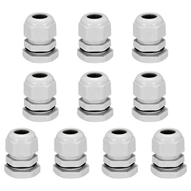 Uxcell 22.5x10mm Plastic White PG16 Waterproof Cable Gland (Pack of 10)
